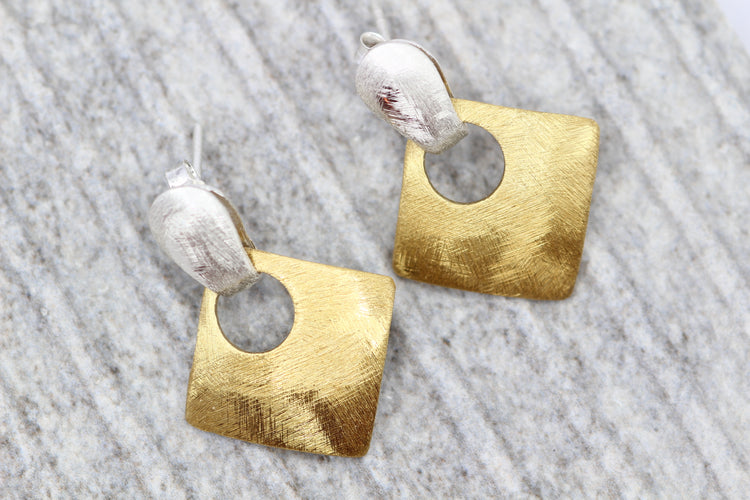 Brushed Gold and Silver Earrings