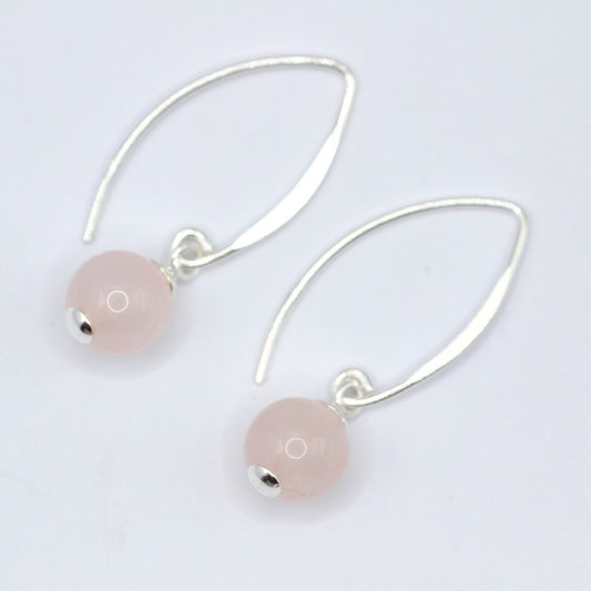 Rose Quartz Silver Earrings