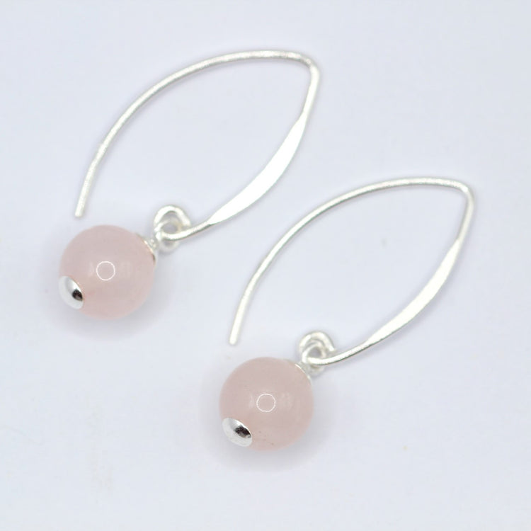 Rose Quartz Silver Earrings