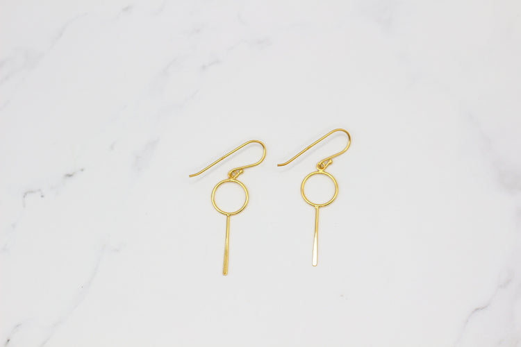 Gold Circle Paddle Earrings