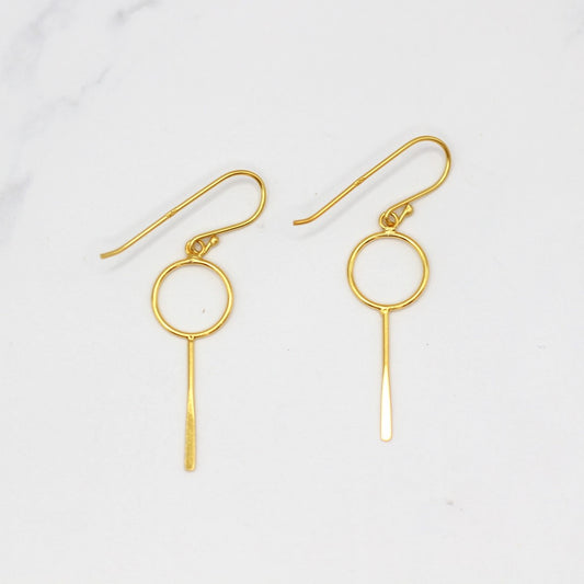 Gold Circle Paddle Earrings