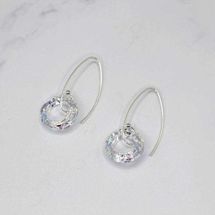 Crystal Halo Silver Earrings