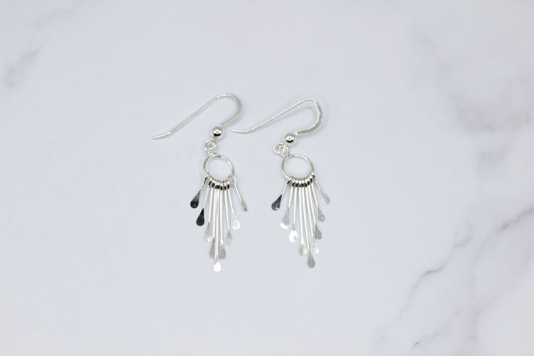 Silver Paddle Fringe Earrings