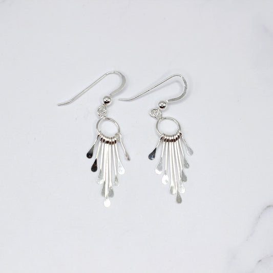 Silver Paddle Fringe Earrings