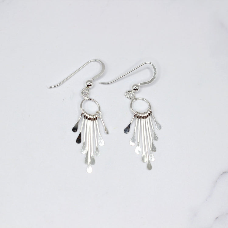 Silver Paddle Fringe Earrings