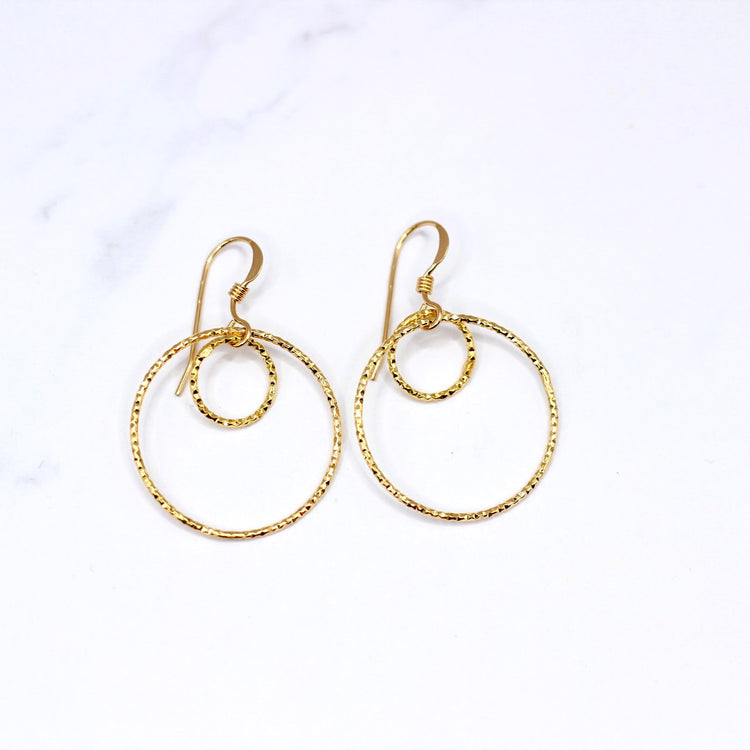 Gold Double Hoop Silver Earrings