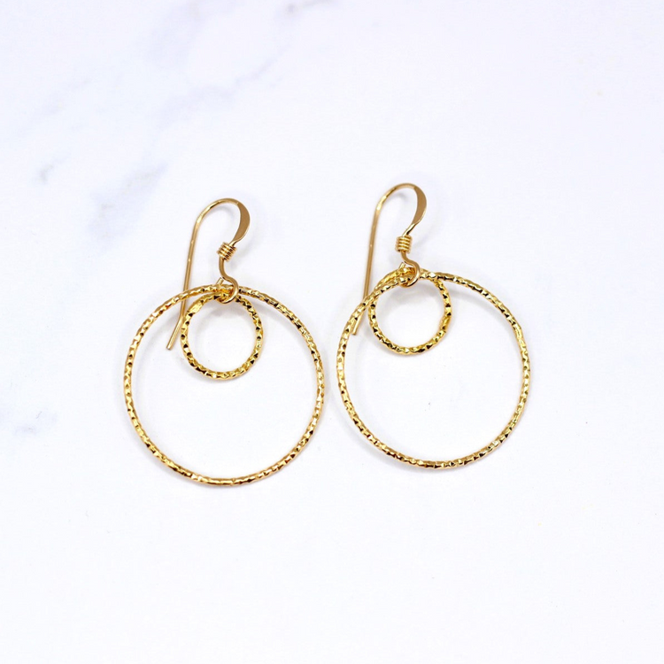 Gold Double Hoop Silver Earrings
