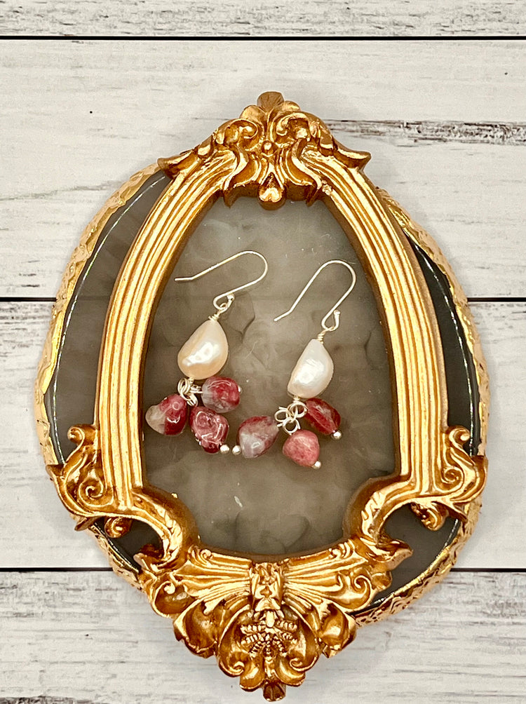 Tourmaline and Freshwater Pearl Earrings