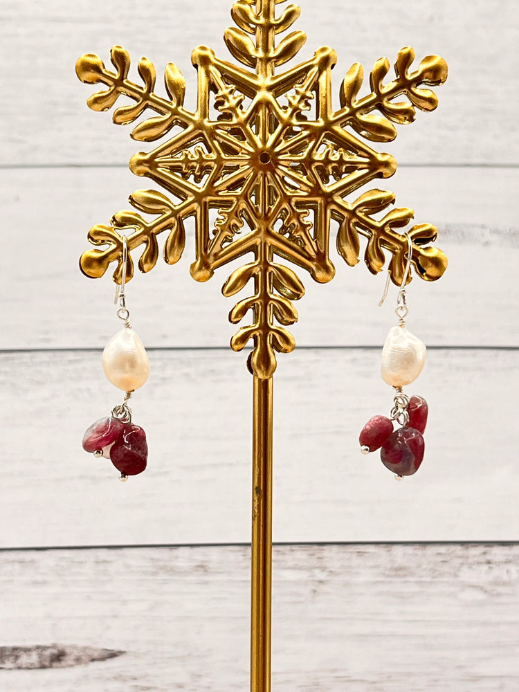 Tourmaline and Freshwater Pearl Earrings