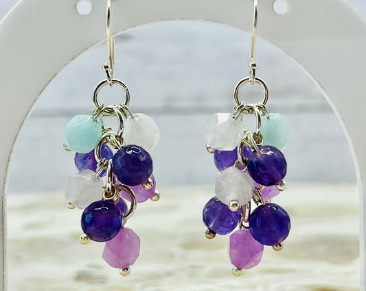 Gemstone Cluster Earring