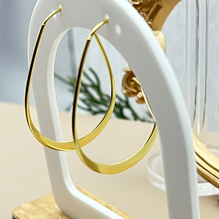 Oval Hoop Silver Earrings