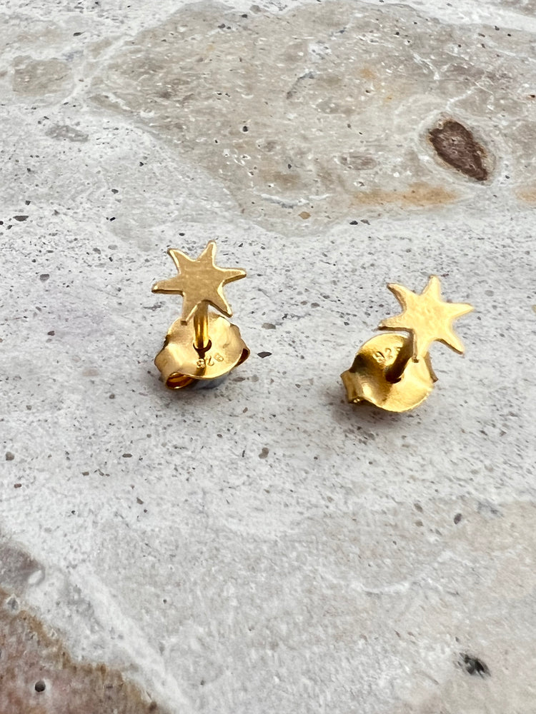 Gold Star Silver Earrings