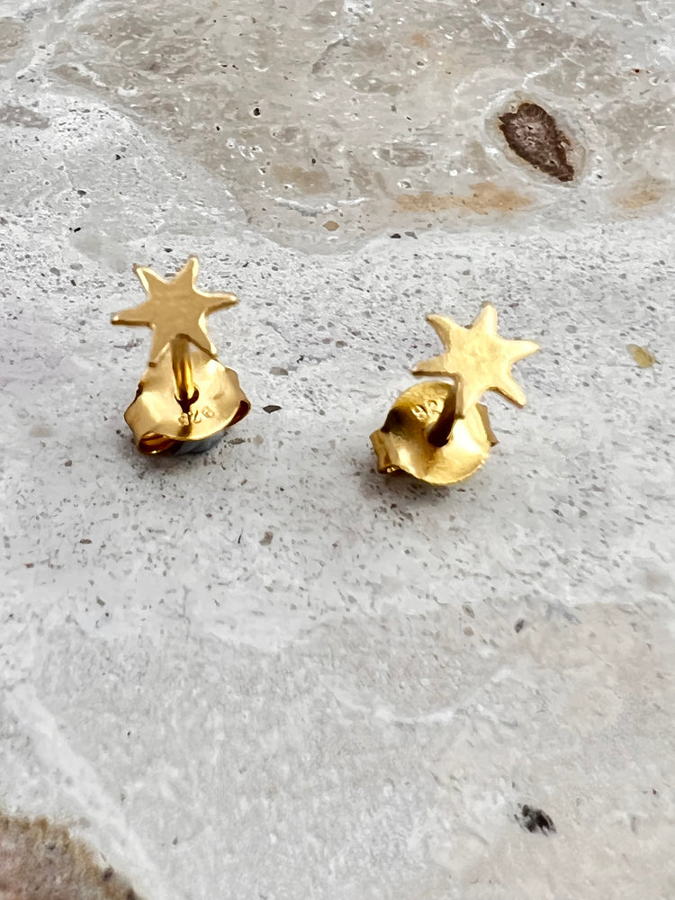 Gold Star Silver Earrings
