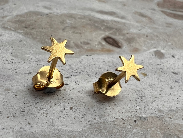 Gold Star Silver Earrings
