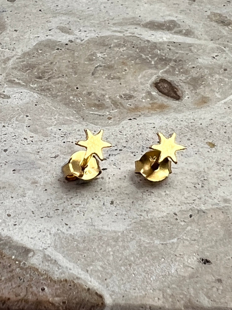 Gold Star Silver Earrings