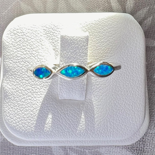 Triple Opal Silver Ring