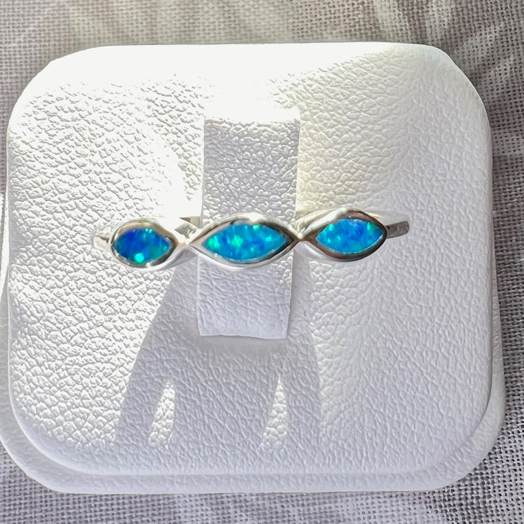Triple Opal Silver Ring