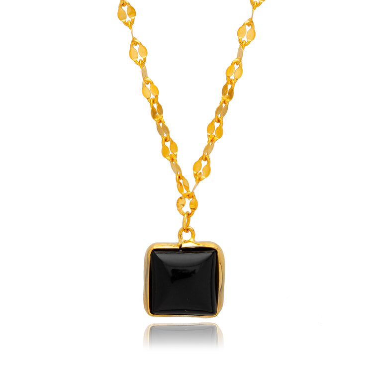Black Quartz Silver Necklace