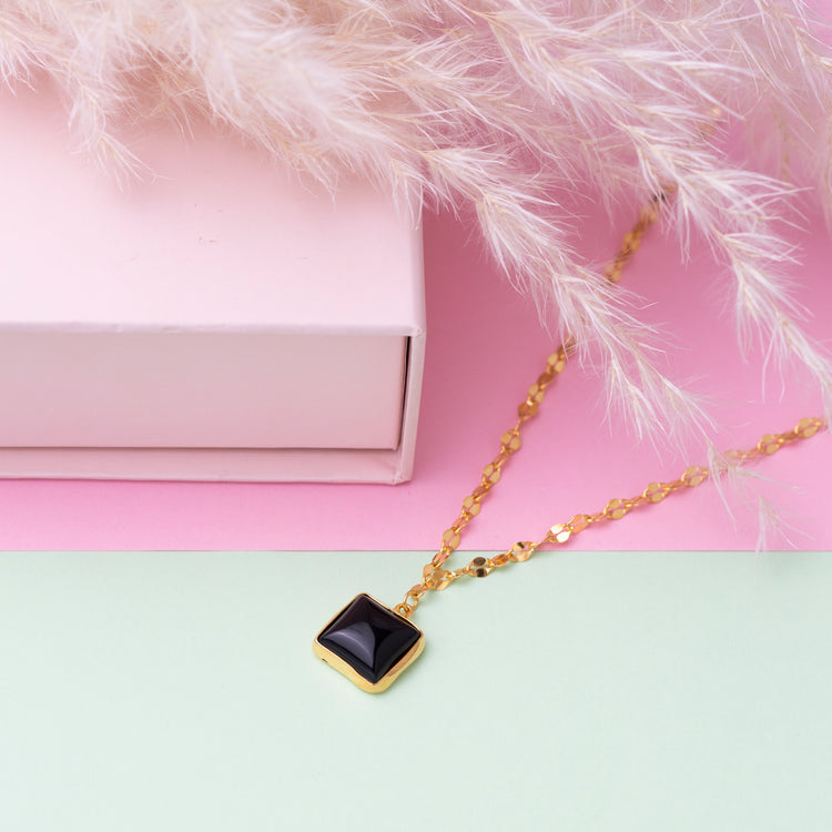 Black Quartz Silver Necklace