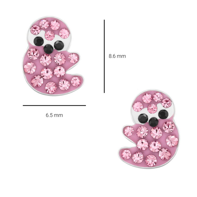 Cute Pink Sloth Crystal Earrings