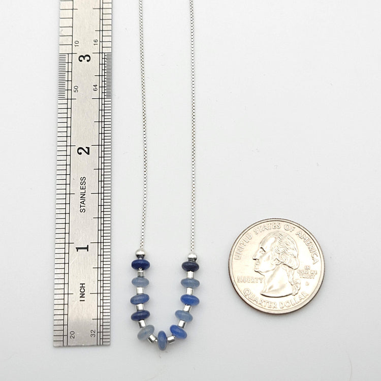 Silver Necklace with Blue Aventurine Gemstones