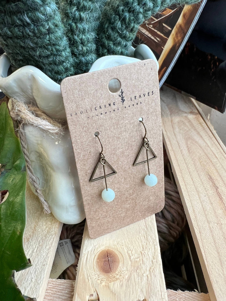 Amazonite Bronze Triangle Earrings