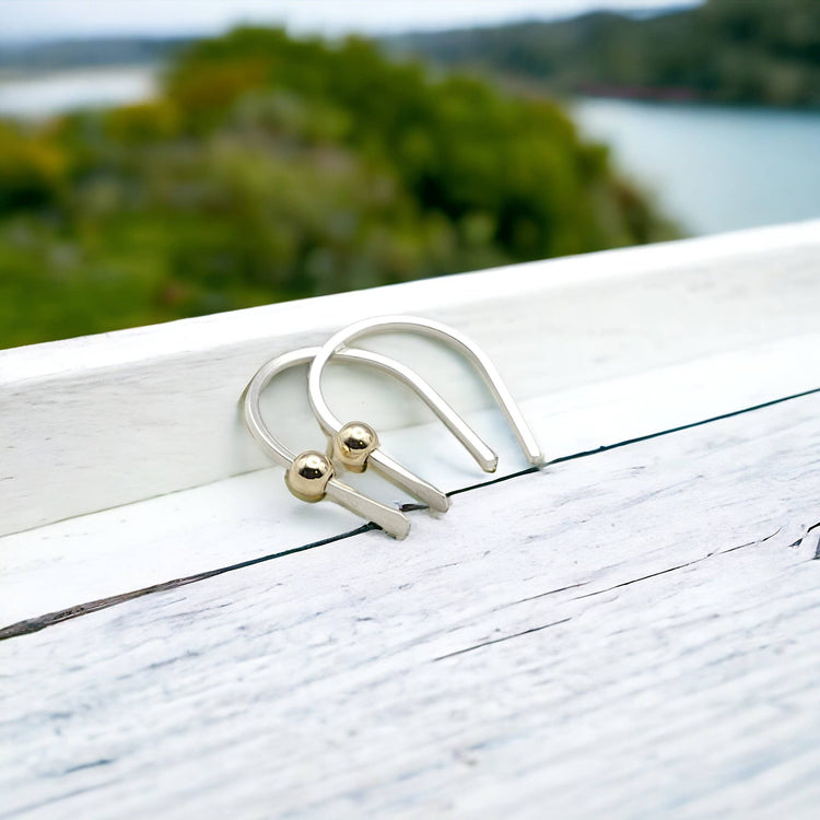 Tiny Silver and Gold Hugger Earrings
