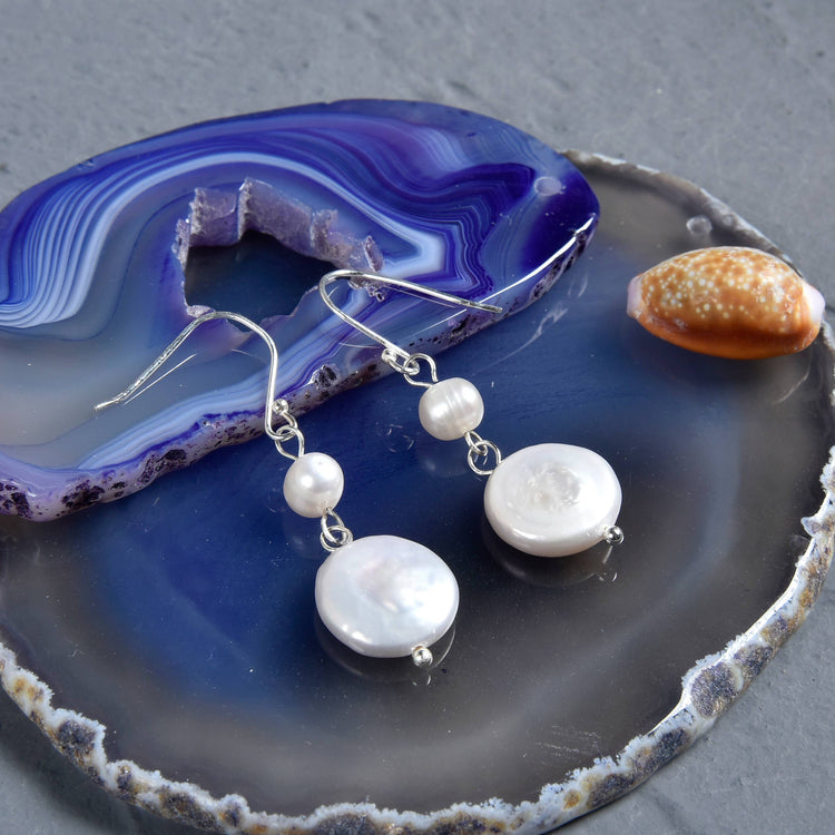 Drop Down Pearl Earrings