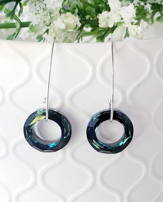 Marquis Halo Bermuda Blue Earring