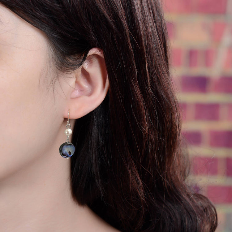 Abalone & Pearl Drop Silver Earring