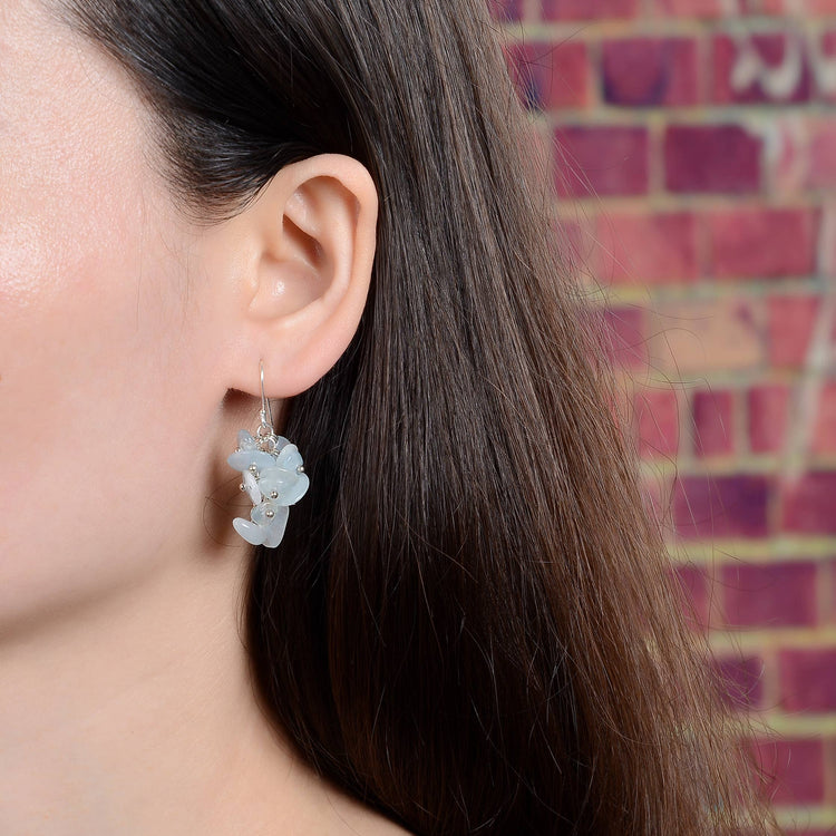 Aquamarine Cluster Earrings
