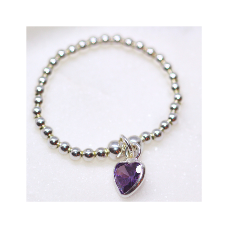 Hearts And Beads Silver Ring