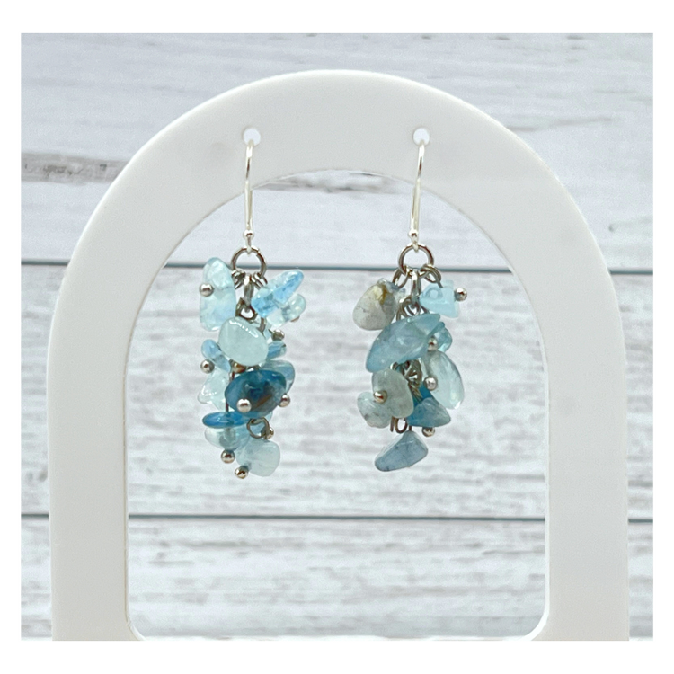 Aquamarine Cluster Earrings
