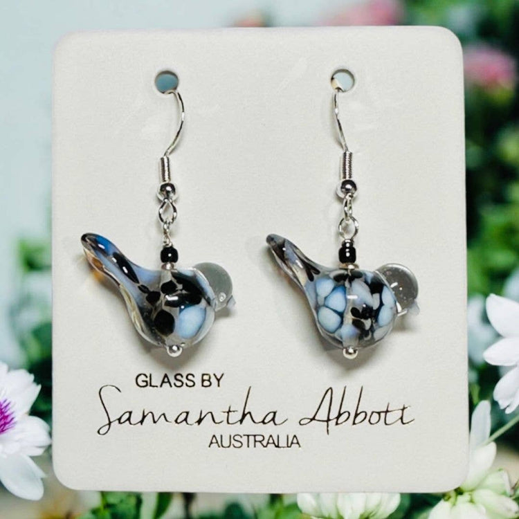 Glass bird earrings