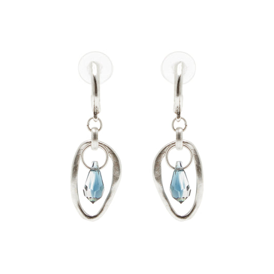 Handmade Blue Crystal Pewter Earrings