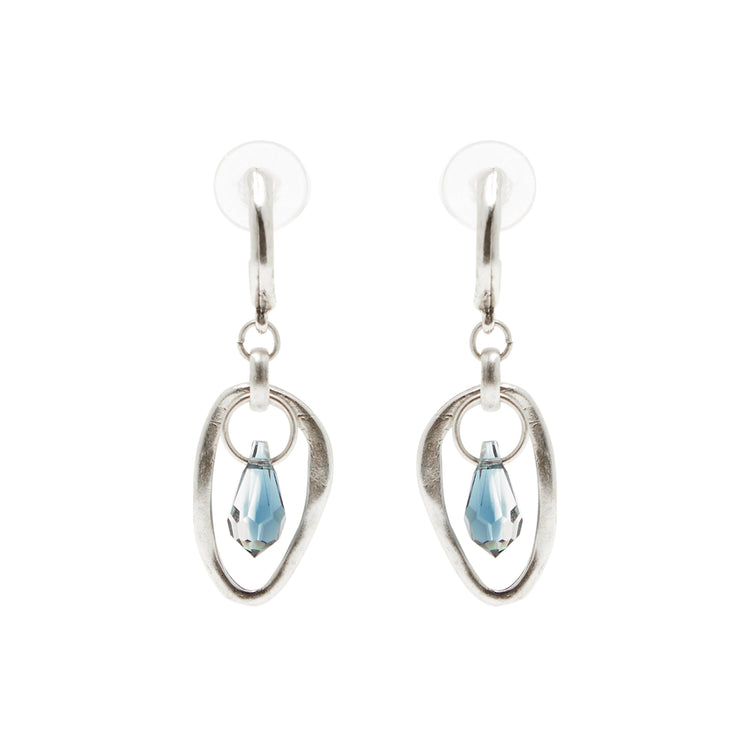 Handmade Blue Crystal Pewter Earrings