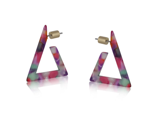 Erica Triangle Resin Earrings: PINK PURPLE