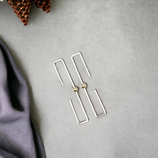 Sterling Silver Rectangle Threader Earrings