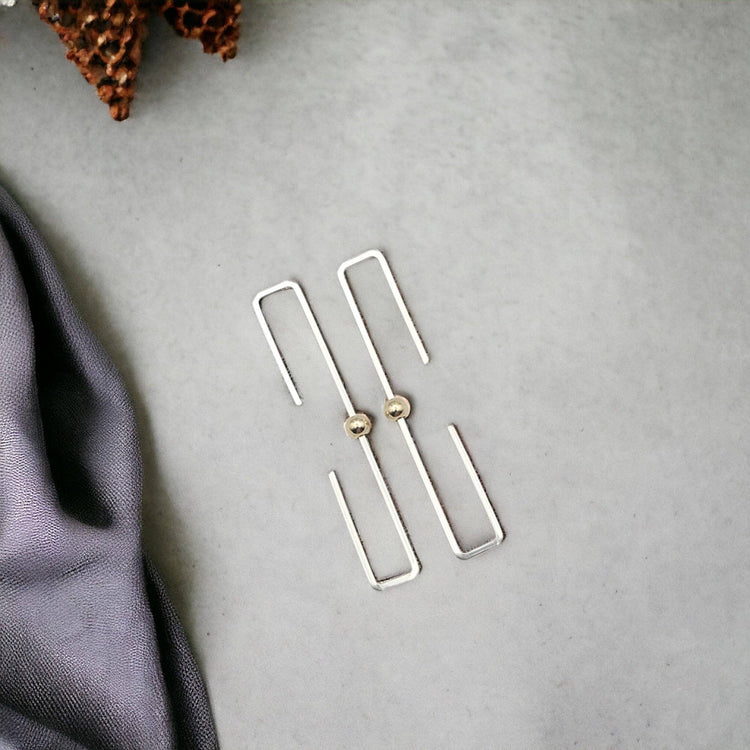 Sterling Silver Rectangle Threader Earrings