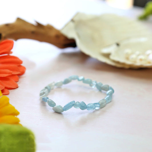 Aquamarine Nuggets Stretch Bracelet