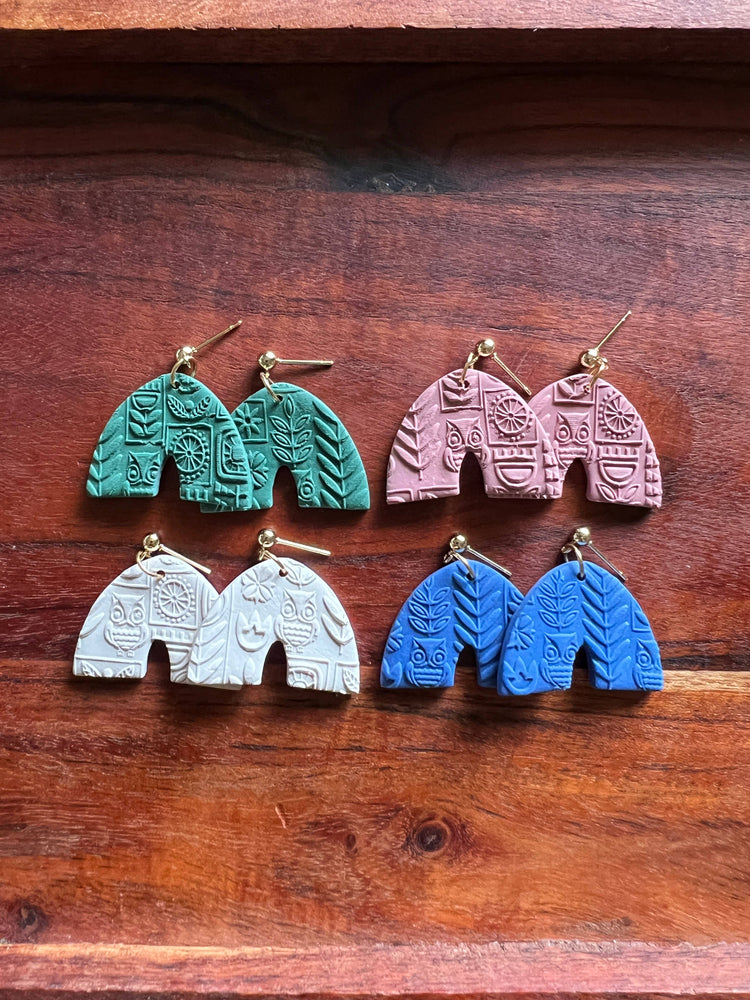 Textured Arch Earrings in Blue