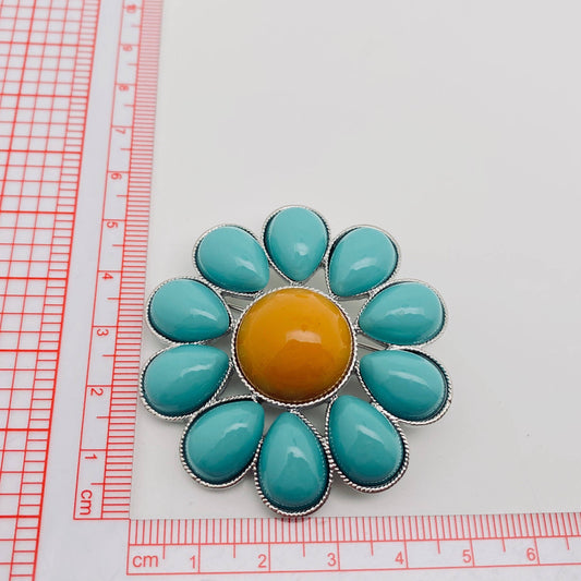 Blue Sunflower Brooch