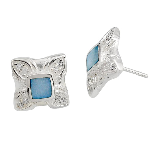 Blue and Topaz Silver Earrings