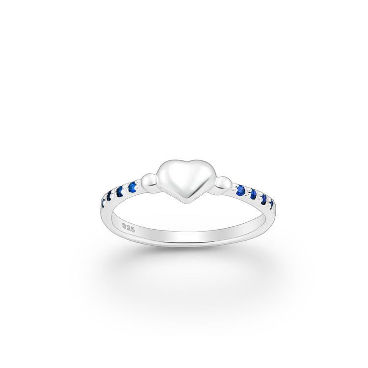 Blue Hearts Silver Ring
