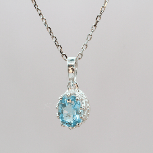 Blue Topaz Silver Pendant