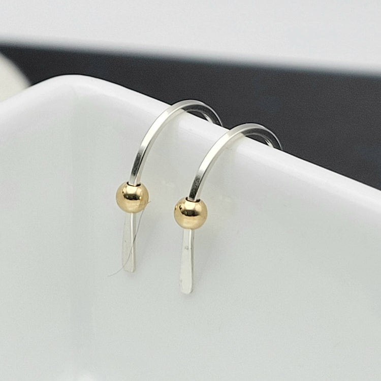 Tiny Silver and Gold Hugger Earrings