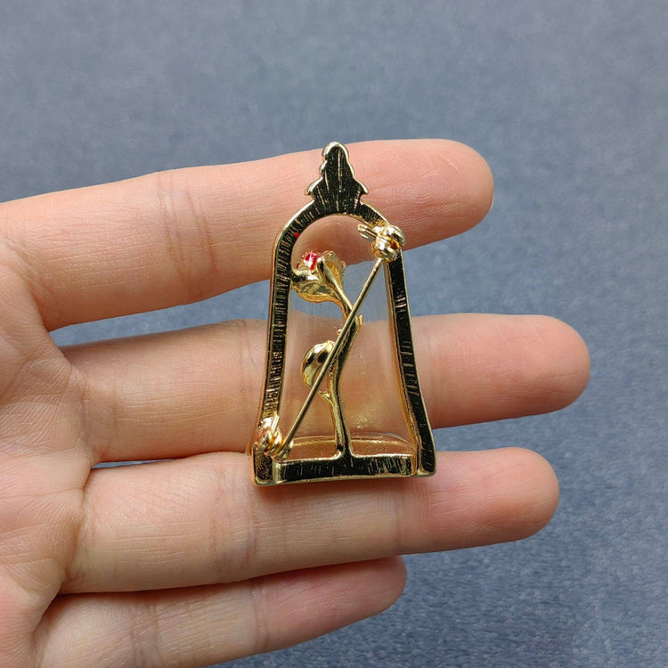 Rose In A Bottle Vintage Brooch