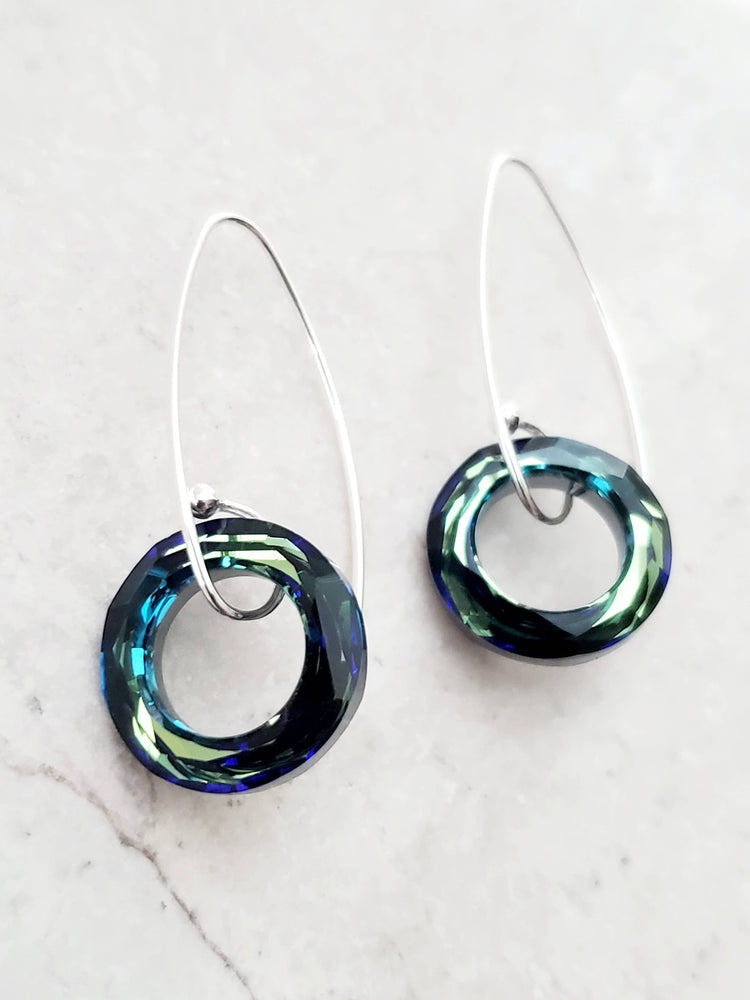 Marquis Halo Bermuda Blue Earring