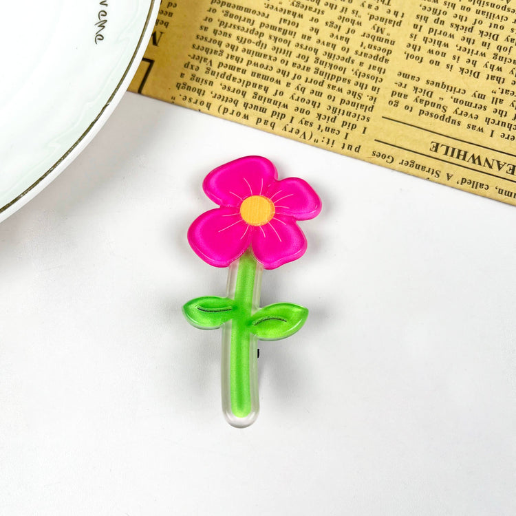 Pink flower duckbill clip