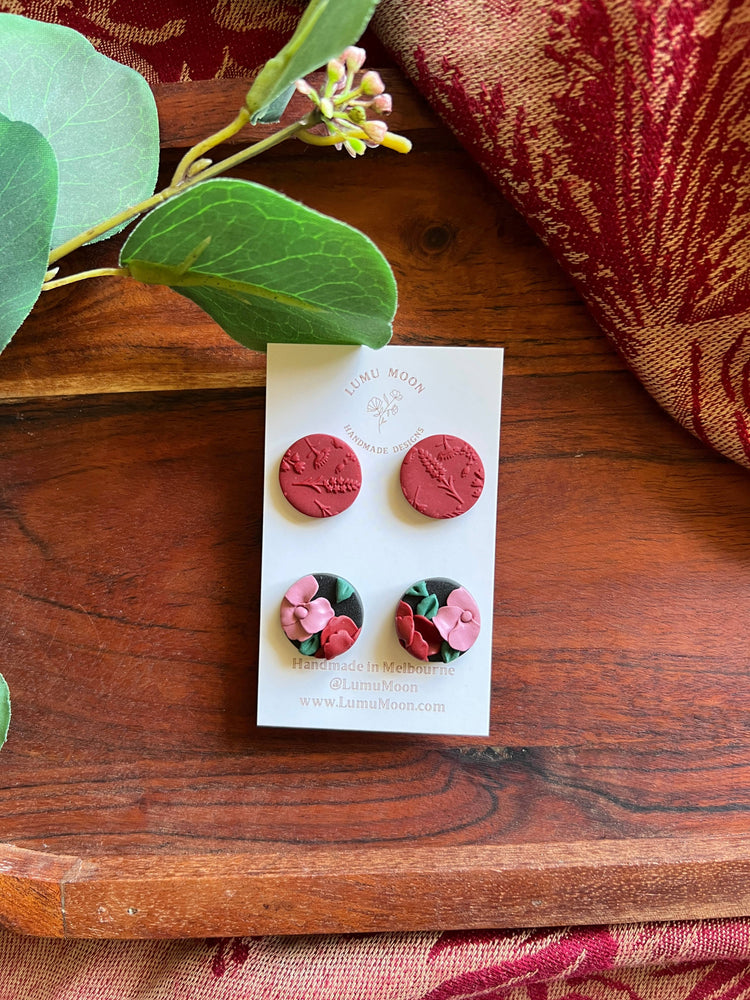 Selena Black & Floral Stud Pack - 2 pack